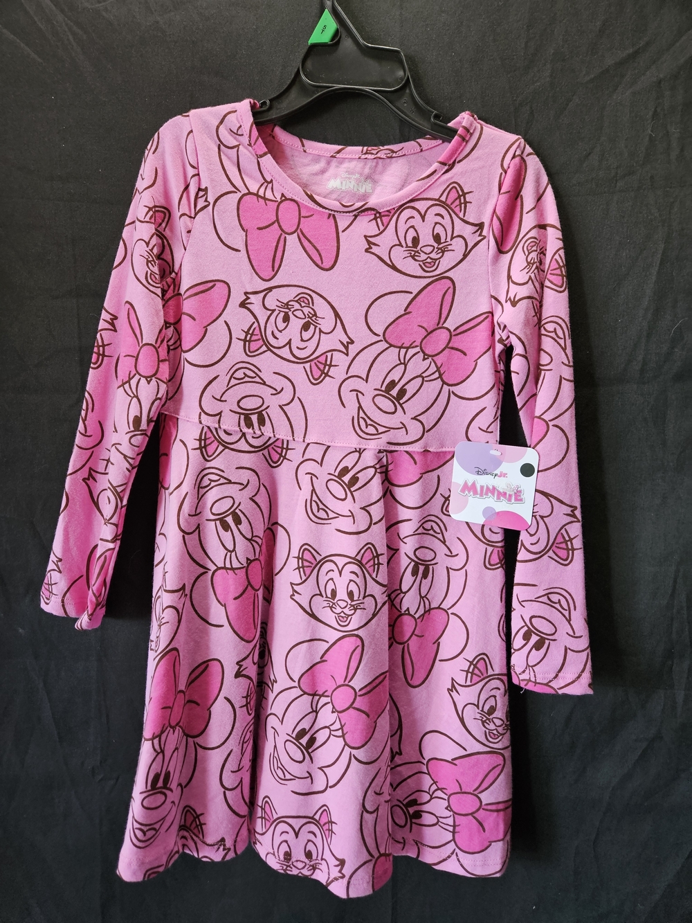 Disney Pink Minnie Mouse Allover Bow Print Long Sleeve Dress